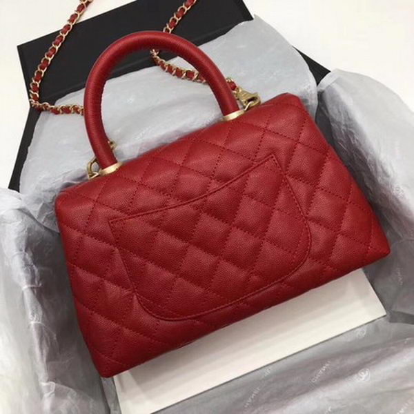 Chanel Classic Top Handle Bag Red Cannage Pattern A92290 Gold Chanel Classic Top Handle Bag Red Cannage Pattern A92290 Gold