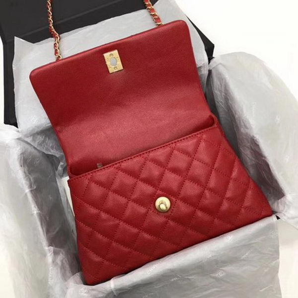 Chanel Classic Top Handle Bag Red Cannage Pattern A92290 Gold Chanel Classic Top Handle Bag Red Cannage Pattern A92290 Gold