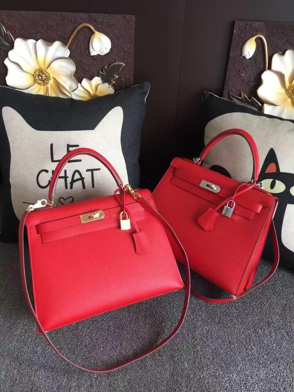 Hermes Kelly 28cm Shoulder Bags espom leather Red Hermes Kelly 28cm Shoulder Bags espom leather Red