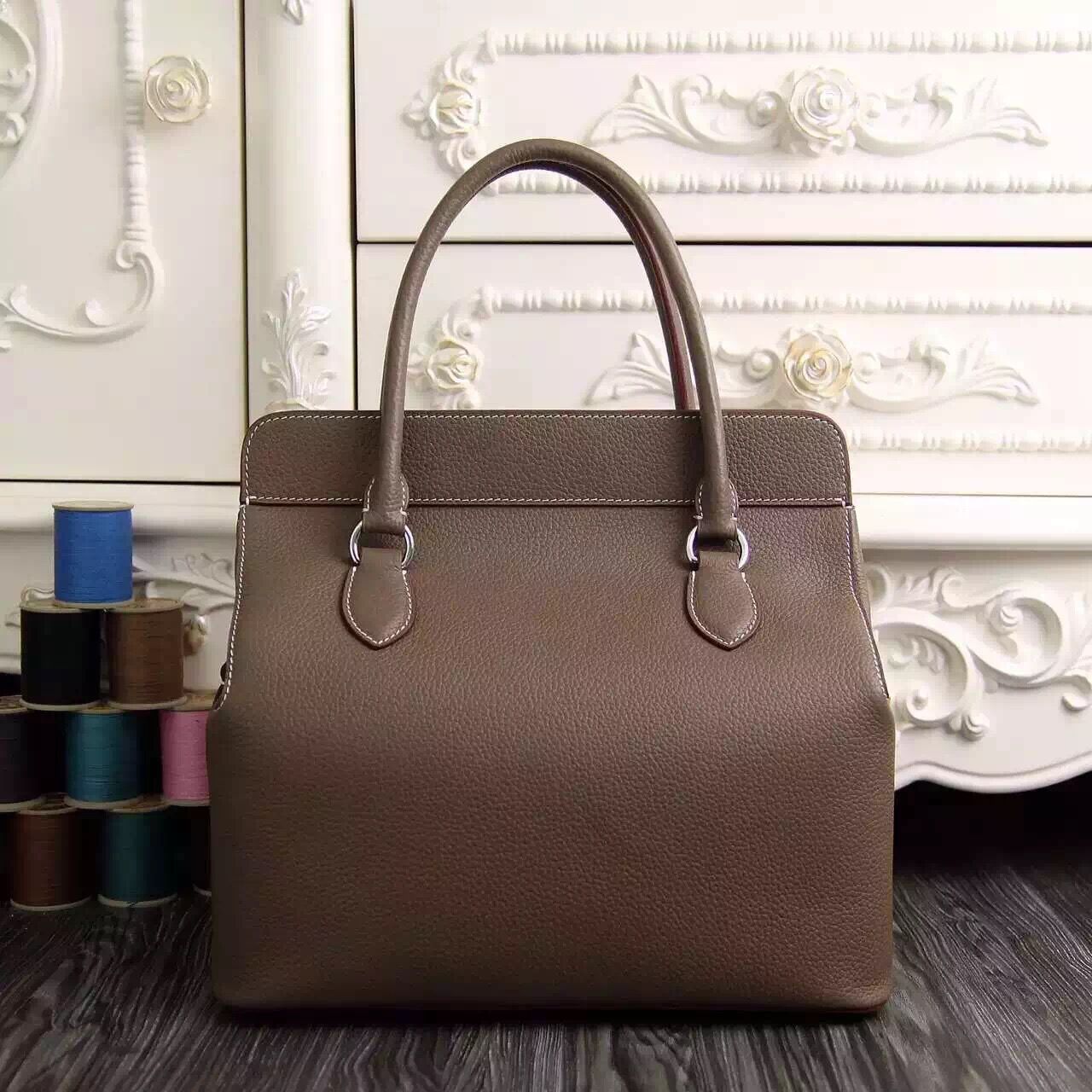 Hermes Original Leather Toolbox Handbag 5689 Brown Hermes Original Leather Toolbox Handbag 5689 Brown