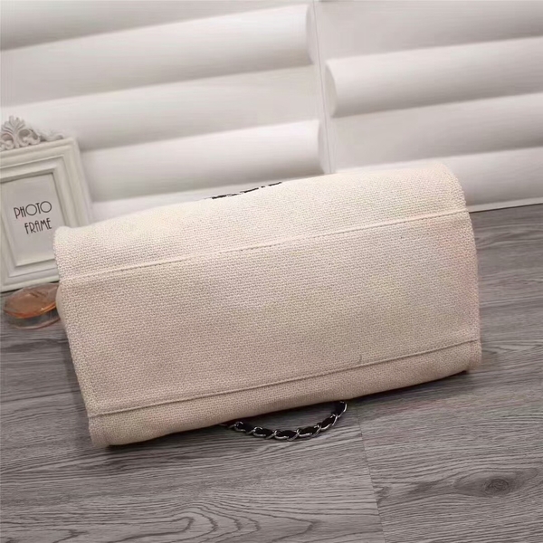 Chanel Canvas Leather Tote Shopping Bag 68047F Chanel Canvas Leather Tote Shopping Bag 68047F