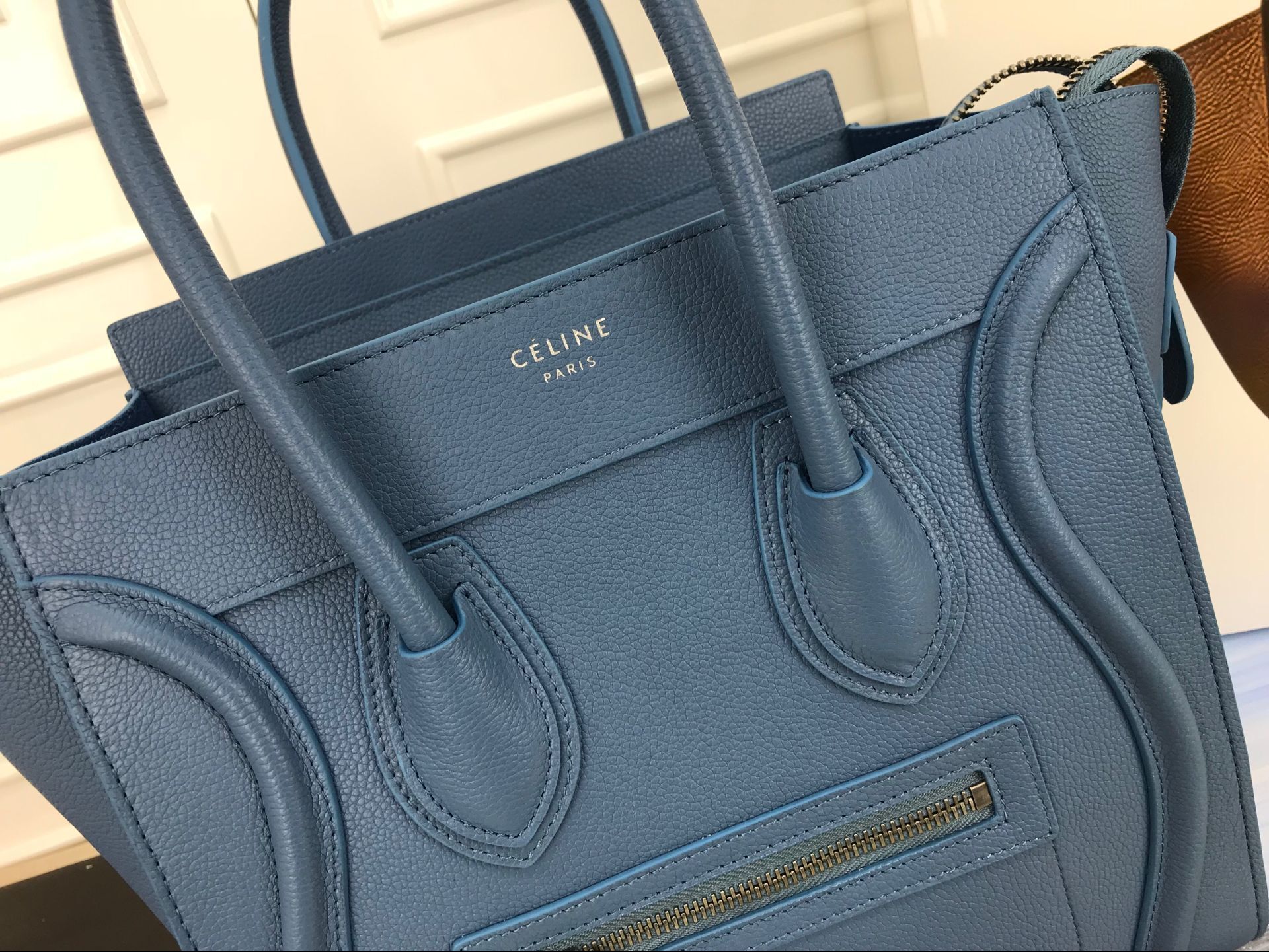 Celine Luggage Micro Tote Bag Original Leather CLY33081M blue Celine Luggage Micro Tote Bag Original Leather CLY33081M blue