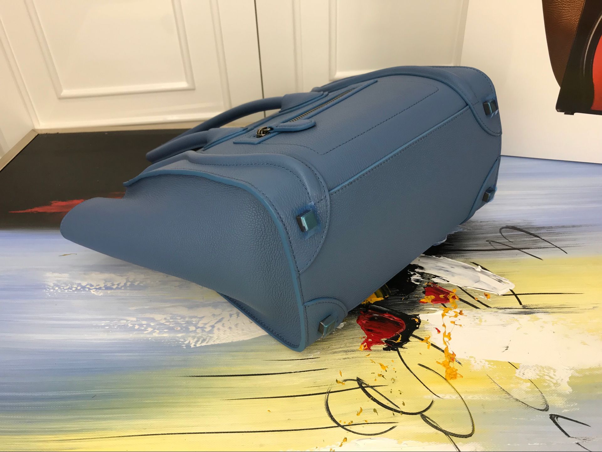 Celine Luggage Micro Tote Bag Original Leather CLY33081M blue Celine Luggage Micro Tote Bag Original Leather CLY33081M blue