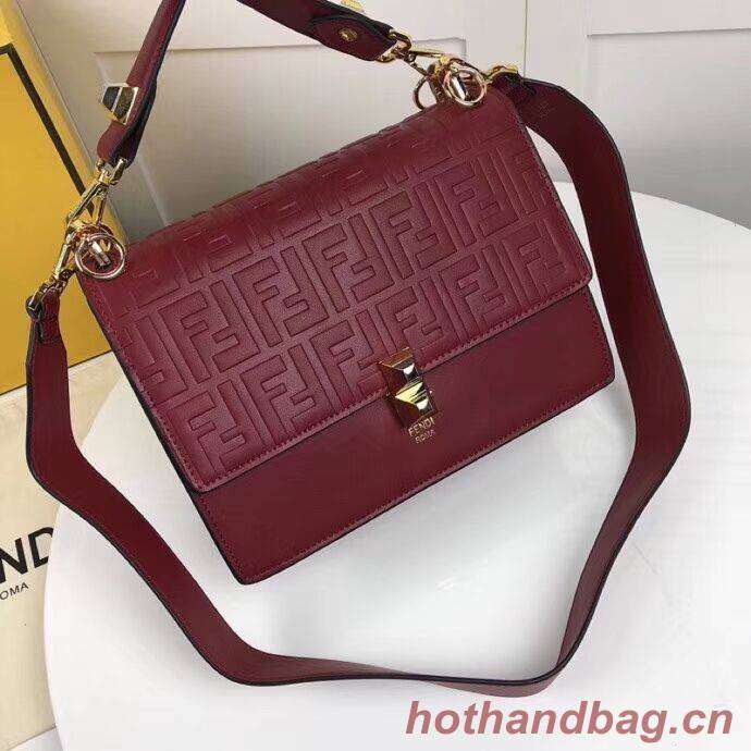 FENDI Kan I Leather Shoulder Bag F9235 red FENDI Kan I Leather Shoulder Bag F9235 red