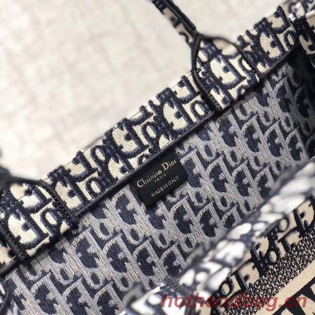 DIOR BOOK TOTE BAG IN EMBROIDERED DIOR OBLIQUE CANVAS M1286 DARK BLUE