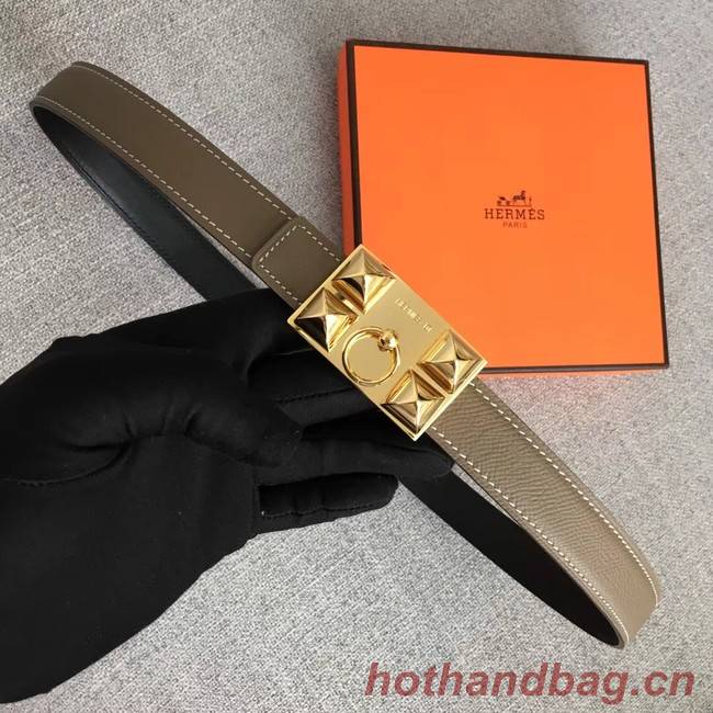 Hermes Collier de Chien belt buckle & Reversible leather strap 24 mm H0521 grey