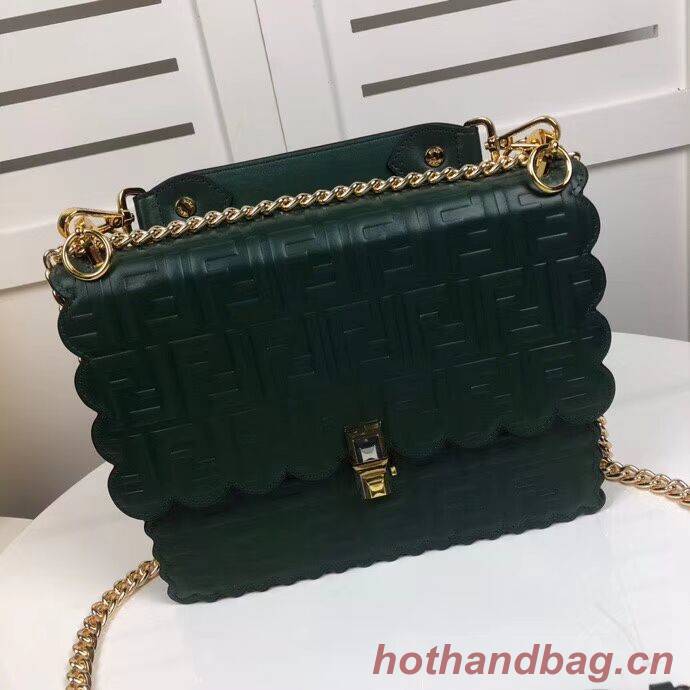 Fendi KAN I F leather bag 8BF053 green Fendi KAN I F leather bag 8BF053 green