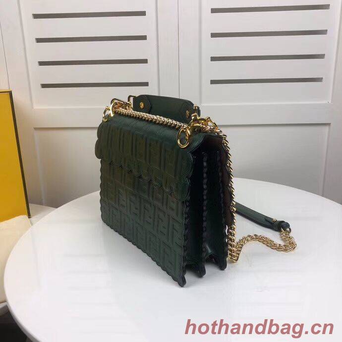 Fendi KAN I F leather bag 8BF053 green Fendi KAN I F leather bag 8BF053 green