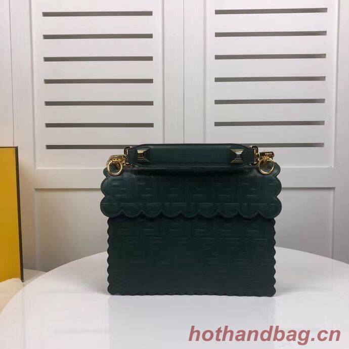 Fendi KAN I F leather bag 8BF053 green Fendi KAN I F leather bag 8BF053 green