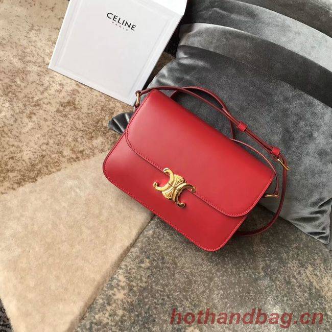 CELINE MEDIUM TRIOMPHE BAG IN SHINY CALFSKIN CL87363 RED CELINE MEDIUM TRIOMPHE BAG IN SHINY CALFSKIN CL87363 RED