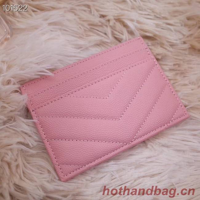 SAINT LAURENT Monogram leather card holder 88337 Rose Ballerine