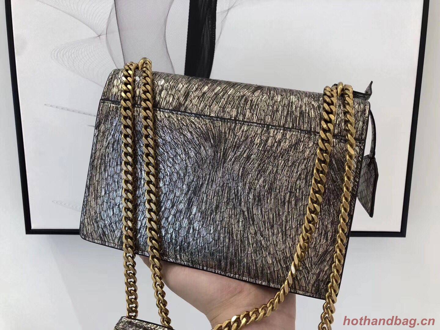 SAINT LAURENT Monogram Sunset medium Snake Leather cross-body Bag 442906 Gold SAINT LAURENT Monogram Sunset medium Snake Leather cross-body Bag 442906 Gold