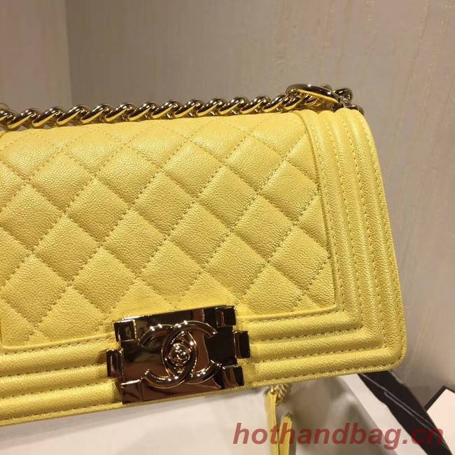 Boy Chanel Flap Shoulder Bag Original Leather Yellow A67085 Gold Boy Chanel Flap Shoulder Bag Original Leather Yellow A67085 Gold