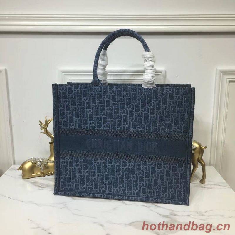 DIOR BOOK TOTE BAG IN EMBROIDERED CANVAS C1286 Blue DIOR BOOK TOTE BAG IN EMBROIDERED CANVAS C1286 Blue