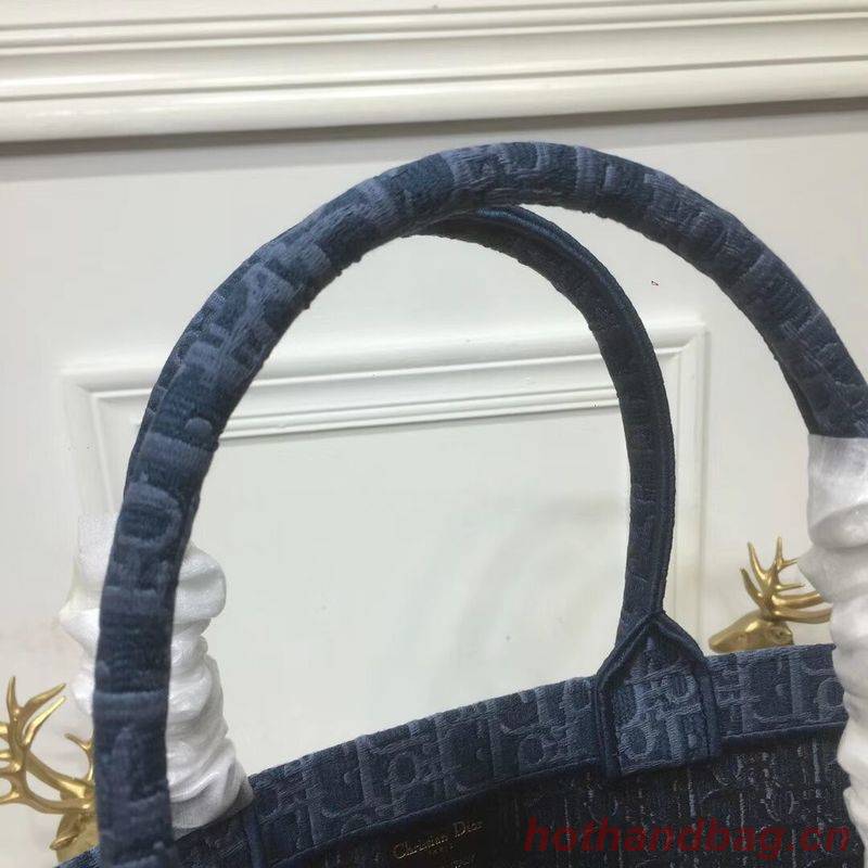 DIOR BOOK TOTE BAG IN EMBROIDERED CANVAS C1286 Blue DIOR BOOK TOTE BAG IN EMBROIDERED CANVAS C1286 Blue