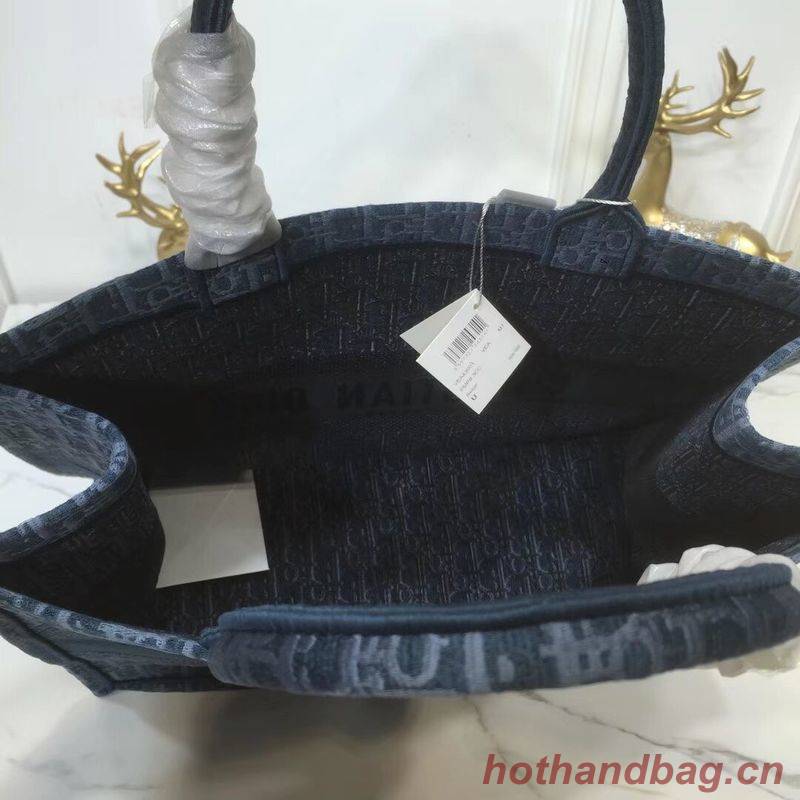 DIOR BOOK TOTE BAG IN EMBROIDERED CANVAS C1286 Blue DIOR BOOK TOTE BAG IN EMBROIDERED CANVAS C1286 Blue