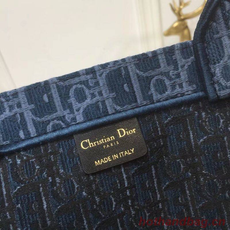 DIOR BOOK TOTE BAG IN EMBROIDERED CANVAS C1286 Blue DIOR BOOK TOTE BAG IN EMBROIDERED CANVAS C1286 Blue