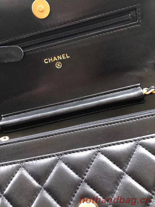 Chanel Original Leather Chain Wallet AP0724 black