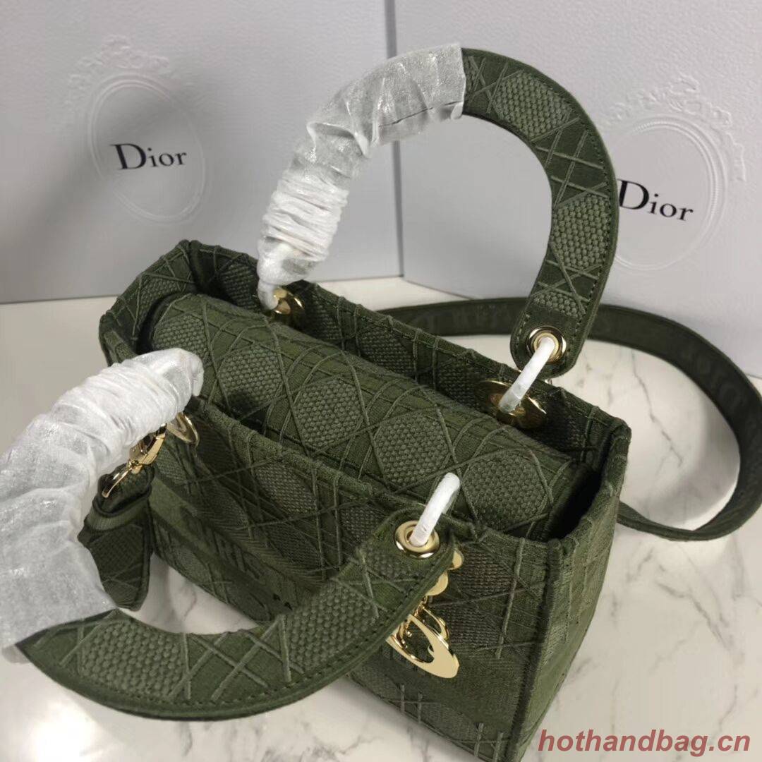 LADY DIOR TOTE BAG IN EMBROIDERED CANVAS C4532 Blackish green LADY DIOR TOTE BAG IN EMBROIDERED CANVAS C4532 Blackish green