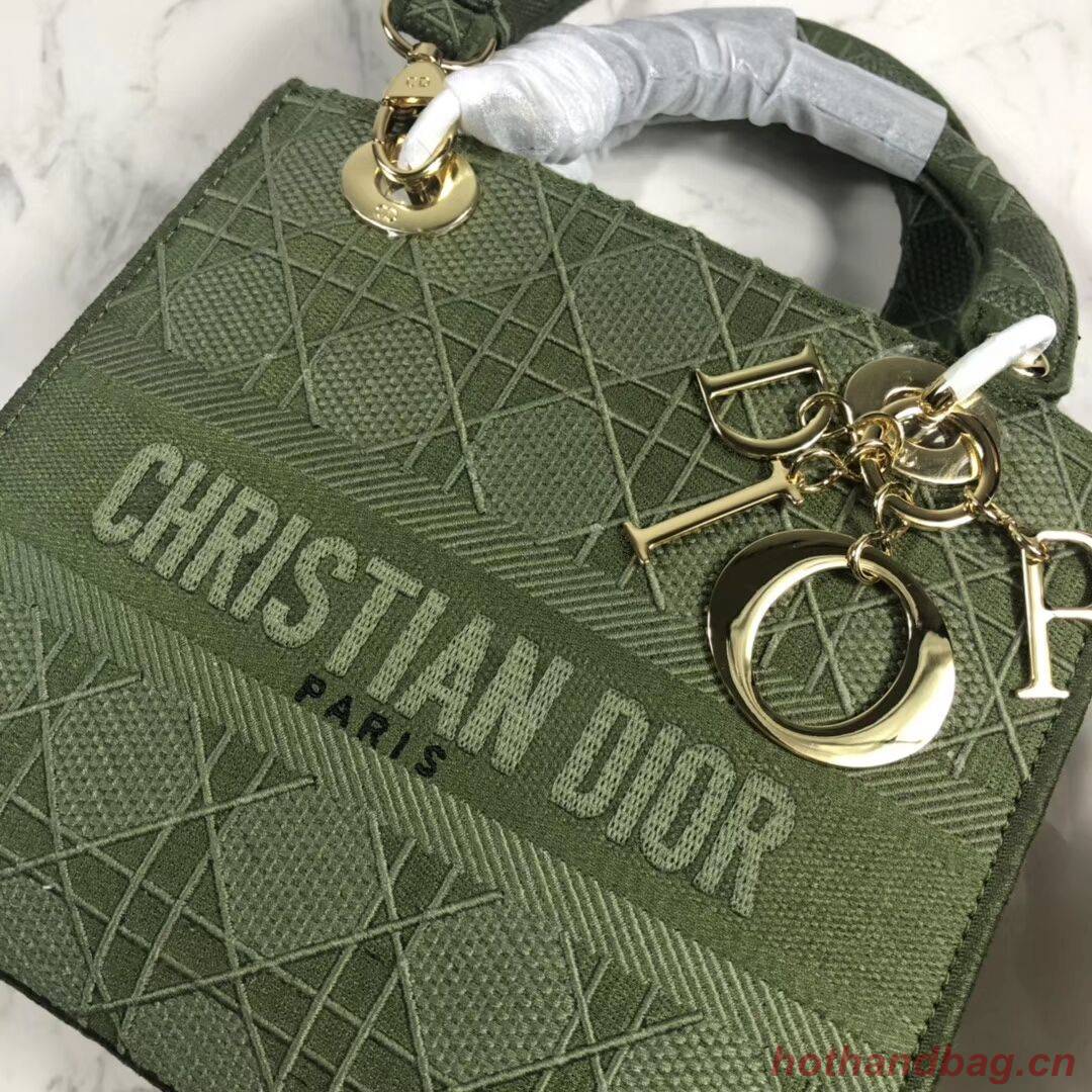 LADY DIOR TOTE BAG IN EMBROIDERED CANVAS C4532 Blackish green LADY DIOR TOTE BAG IN EMBROIDERED CANVAS C4532 Blackish green