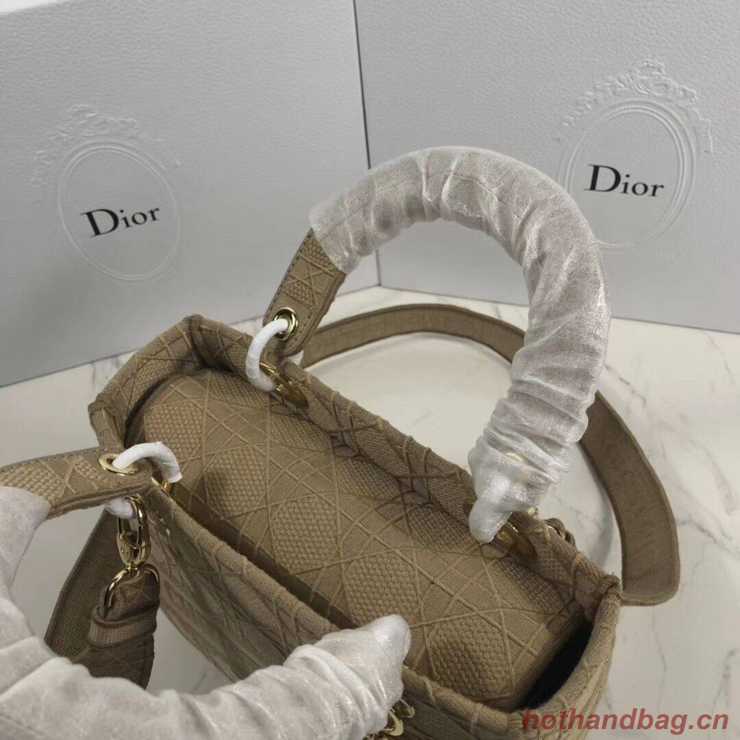 LADY DIOR TOTE BAG IN EMBROIDERED CANVAS C4532 apricot