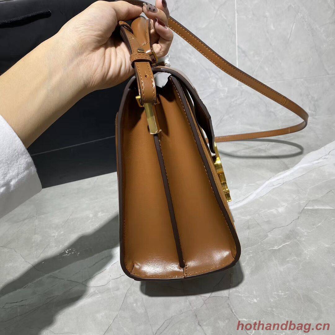 CASSANDRA MEDIUM TOP HANDLE BAG IN SMOOTH LEATHER AND SUEDE Y578001 brwon CASSANDRA MEDIUM TOP HANDLE BAG IN SMOOTH LEATHER AND SUEDE Y578001 brwon