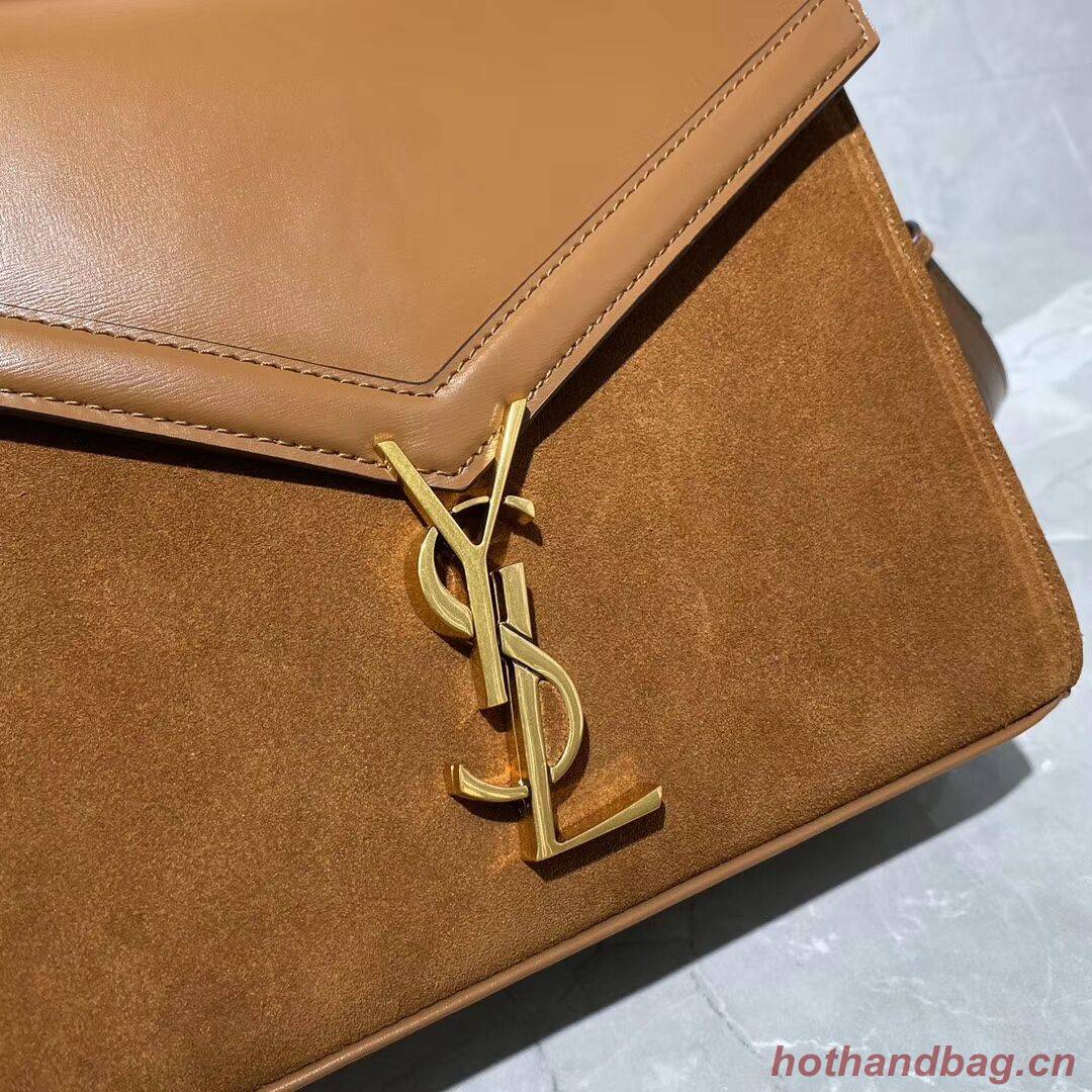 CASSANDRA MEDIUM TOP HANDLE BAG IN SMOOTH LEATHER AND SUEDE Y578001 brwon CASSANDRA MEDIUM TOP HANDLE BAG IN SMOOTH LEATHER AND SUEDE Y578001 brwon