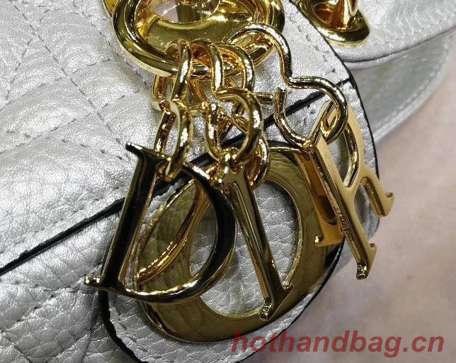 Dior MINI LADY DIOR CALFSKIN BAG M0573 Silvery white