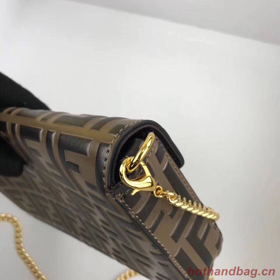 Fendi WALLET ON CHAIN WITH POUCHES leather mini-bag 8BS032 brown