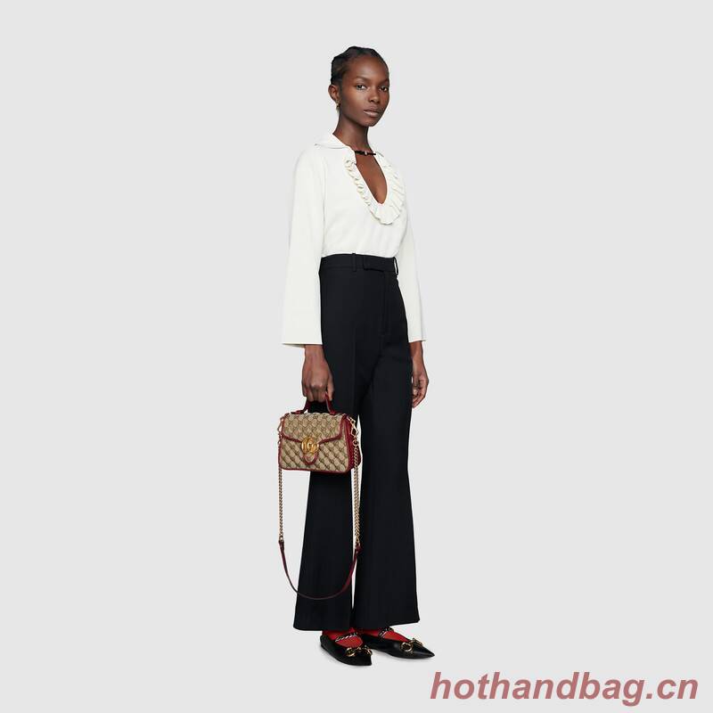 Gucci GG Supreme canvas Mini Top Handle Bag 583571 red Gucci GG Supreme canvas Mini Top Handle Bag 583571 red