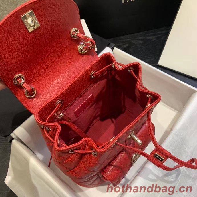 Chanel backpack Grained Calfskin & Gold-Tone Metal AS1371 Red Chanel backpack Grained Calfskin & Gold-Tone Metal AS1371 Red