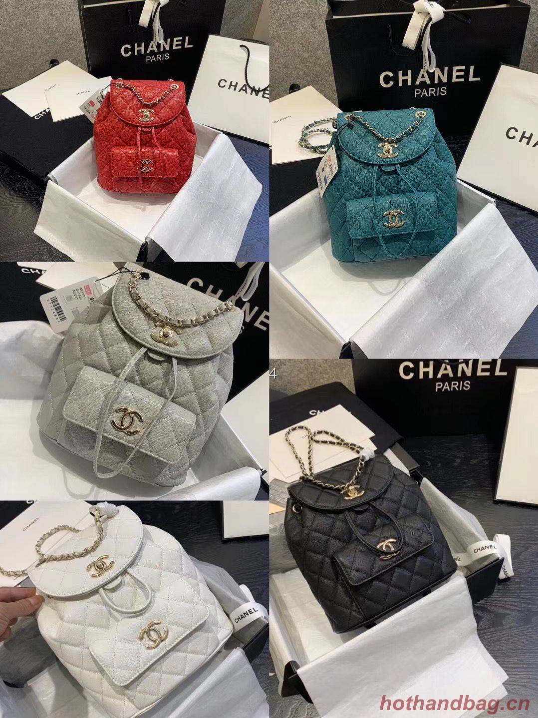 Chanel backpack Grained Calfskin & Gold-Tone Metal AS1371 Red Chanel backpack Grained Calfskin & Gold-Tone Metal AS1371 Red