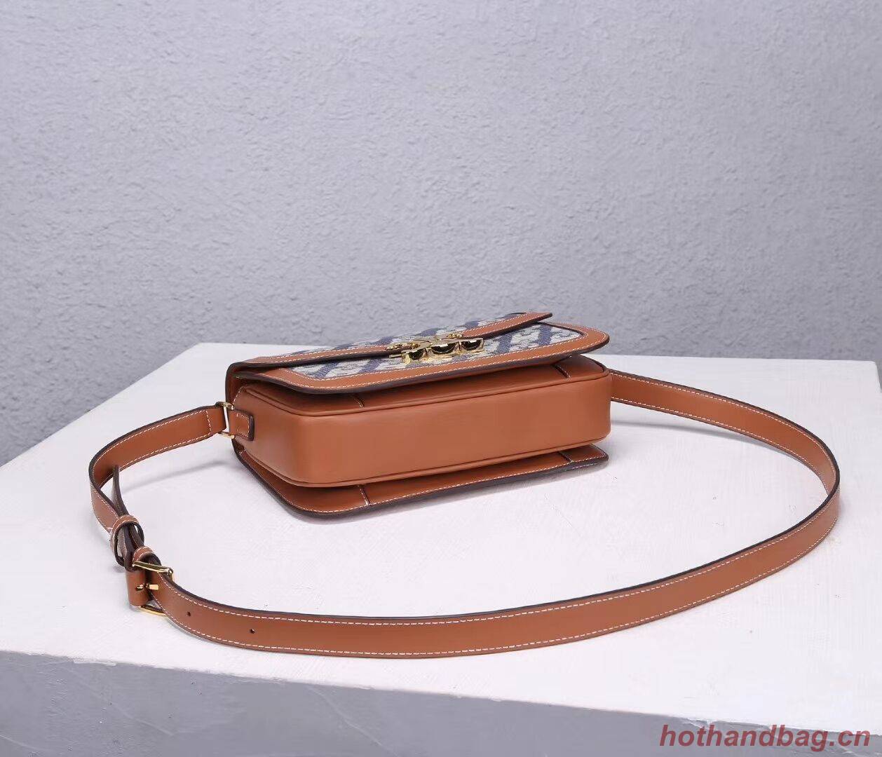 Celine TEEN TRIOMPHE BAG IN TRIOMPHE CANVAS AND CALFSKIN CL87368 blue Celine TEEN TRIOMPHE BAG IN TRIOMPHE CANVAS AND CALFSKIN CL87368 blue