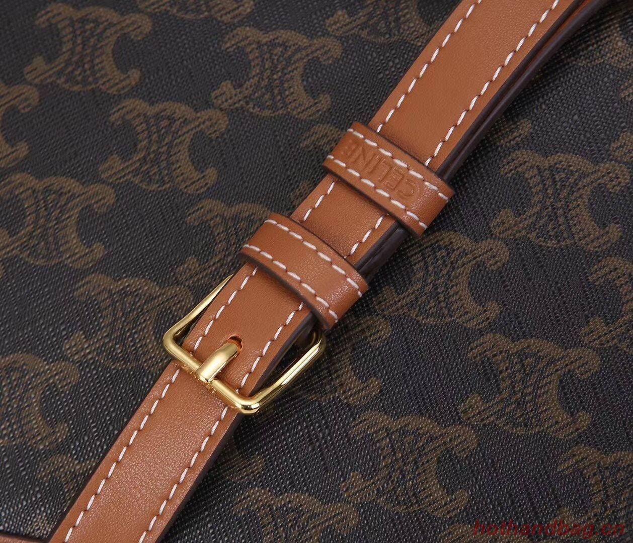 Celine TEEN TRIOMPHE BAG IN TRIOMPHE CANVAS AND CALFSKIN CL88423 TAN Celine TEEN TRIOMPHE BAG IN TRIOMPHE CANVAS AND CALFSKIN CL88423 TAN