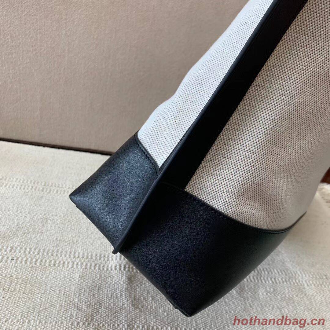 Yves Saint Laurent SHOPPING TAG IN CANVAS AND LEATHER Y615719 black&white