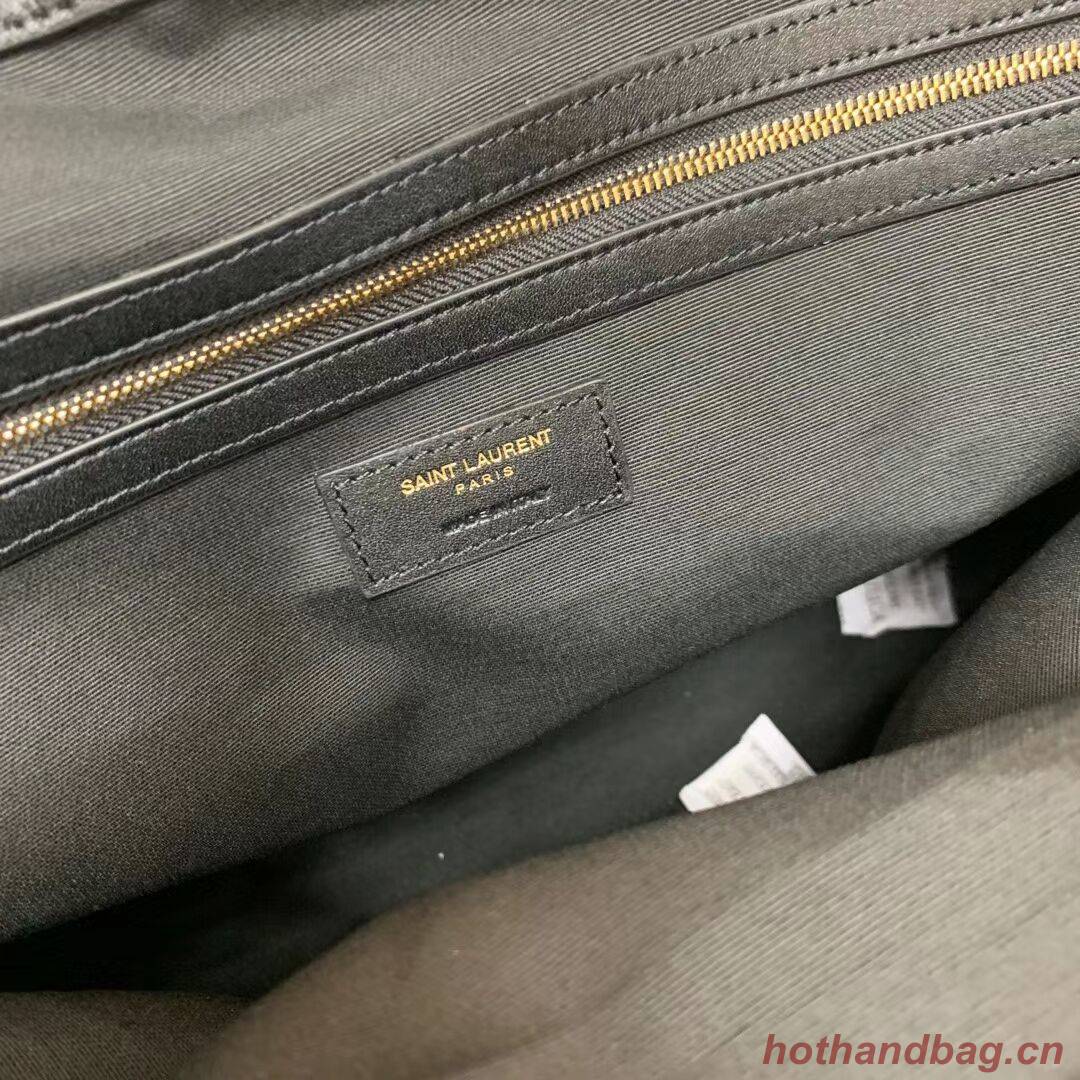 Yves Saint Laurent SHOPPING TAG IN CANVAS AND LEATHER Y615719 black&white