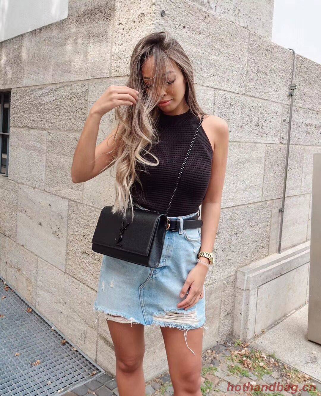 Saint Laurent Monogramme Cross-body Shoulder Bag Y364021 black Saint Laurent Monogramme Cross-body Shoulder Bag Y364021 black