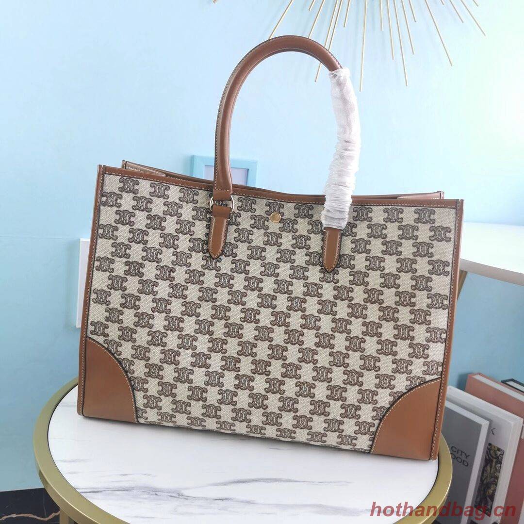 Celine TEEN TRIOMPHE BAG IN TRIOMPHE CANVAS AND CALFSKIN CL94342 Brown Celine TEEN TRIOMPHE BAG IN TRIOMPHE CANVAS AND CALFSKIN CL94342 Brown