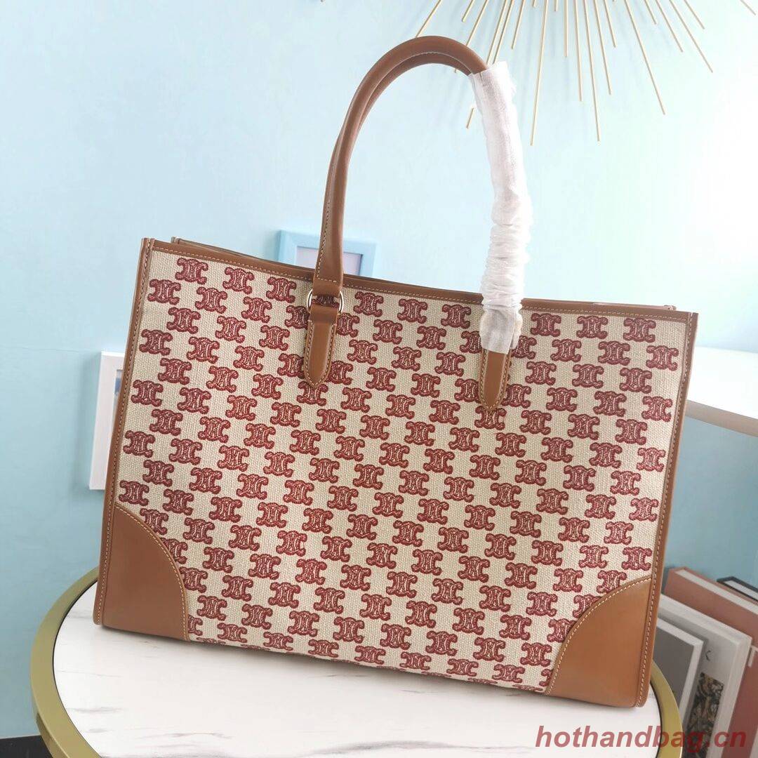 Celine TEEN TRIOMPHE BAG IN TRIOMPHE CANVAS AND CALFSKIN CL94342 red Celine TEEN TRIOMPHE BAG IN TRIOMPHE CANVAS AND CALFSKIN CL94342 red