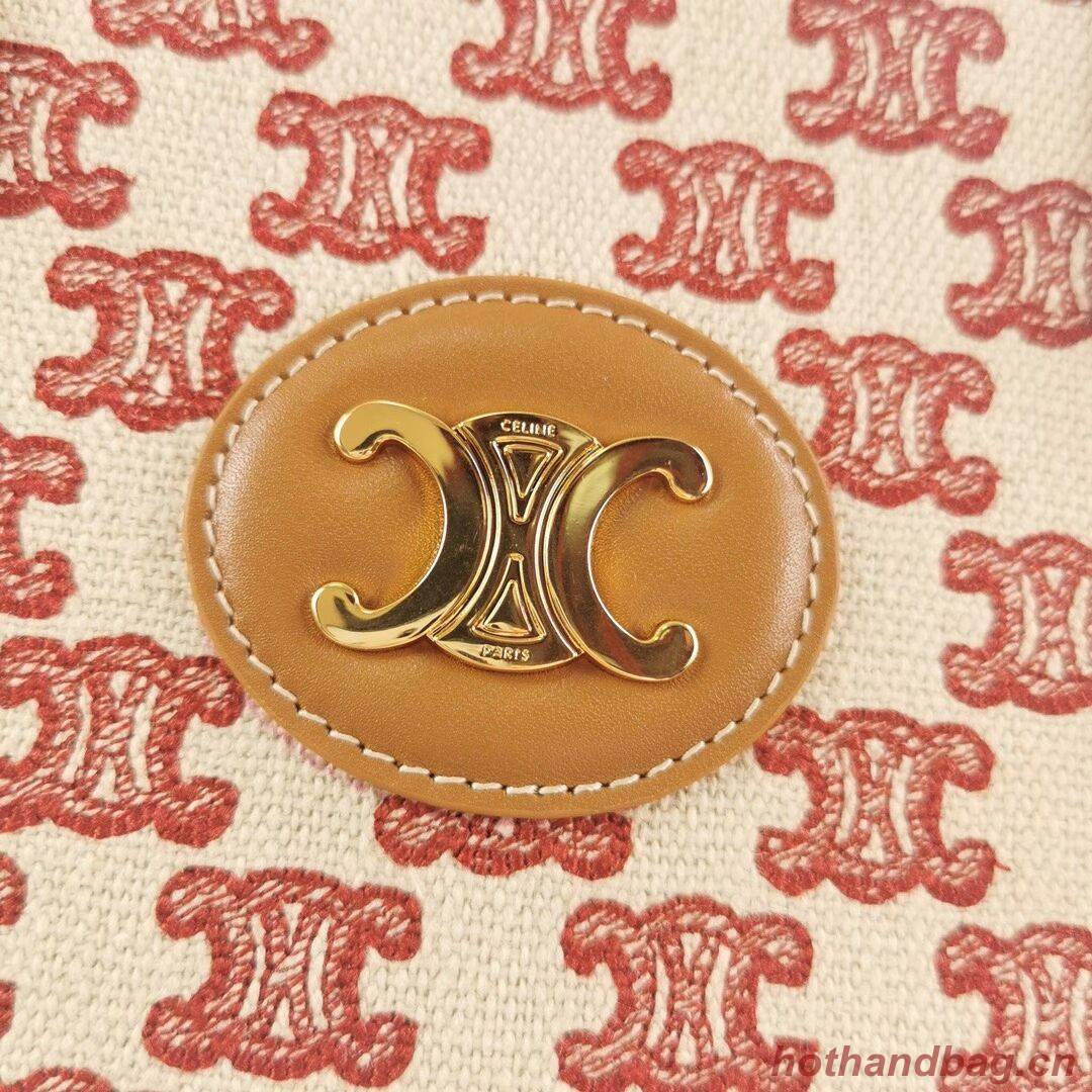 Celine TEEN TRIOMPHE BAG IN TRIOMPHE CANVAS AND CALFSKIN CL94342 red Celine TEEN TRIOMPHE BAG IN TRIOMPHE CANVAS AND CALFSKIN CL94342 red