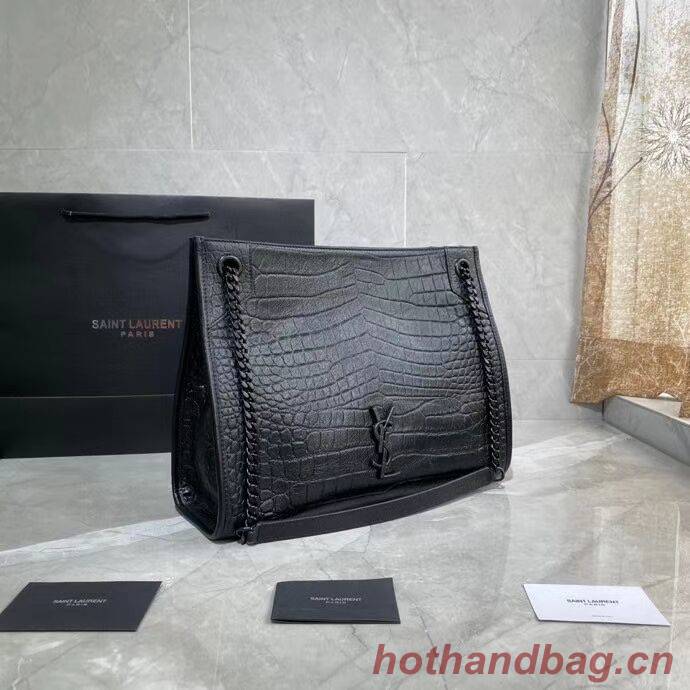 SAINT LAURENT NIKI MEDIUM SHOPPING BAG IN CRINKLED LEATHER Y577999 black SAINT LAURENT NIKI MEDIUM SHOPPING BAG IN CRINKLED LEATHER Y577999 black