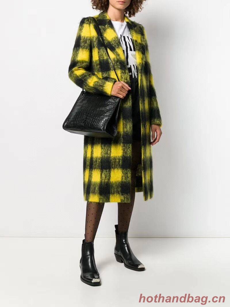 SAINT LAURENT NIKI MEDIUM SHOPPING BAG IN CRINKLED LEATHER Y577999 black SAINT LAURENT NIKI MEDIUM SHOPPING BAG IN CRINKLED LEATHER Y577999 black