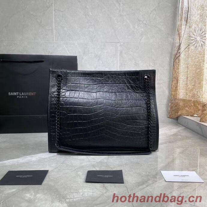 SAINT LAURENT NIKI MEDIUM SHOPPING BAG IN CRINKLED LEATHER Y577999 black SAINT LAURENT NIKI MEDIUM SHOPPING BAG IN CRINKLED LEATHER Y577999 black