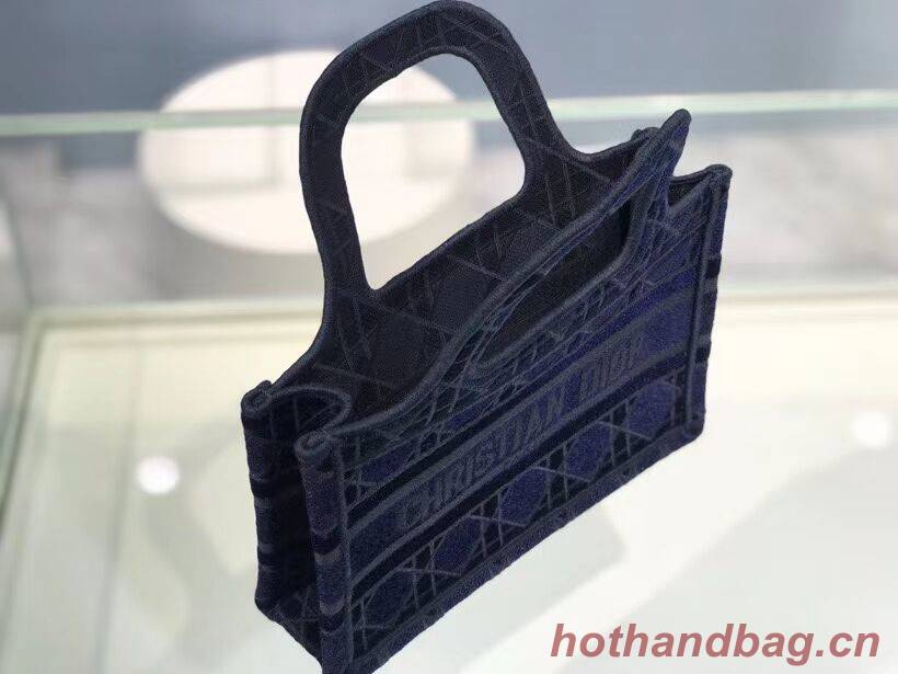 MINI DIOR BOOK TOTE blue Cannage Embroidered Velvet S5475Z MINI DIOR BOOK TOTE blue Cannage Embroidered Velvet S5475Z