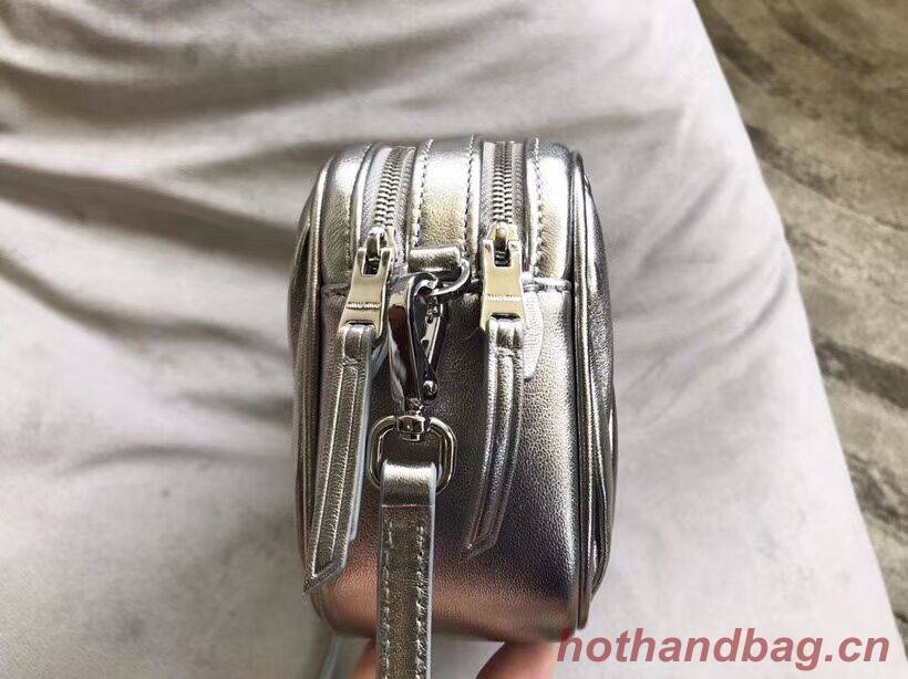 miu miu Matelasse Nappa Leather Shoulder Bag 5BH539A Silver
