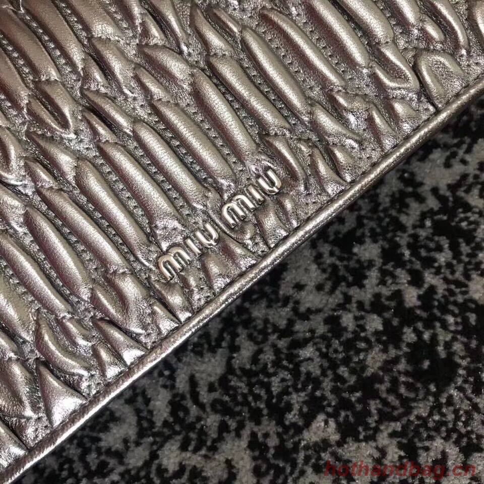 miu miu Matelasse Nappa Leather Shoulder Bag 5DH044A Silver