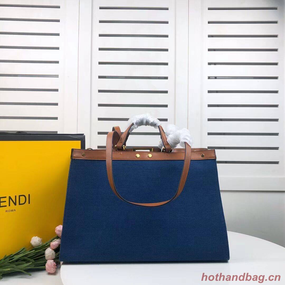 FENDI PEEKABOO X-TOTE canvas bag 8BH374A brown&blue FENDI PEEKABOO X-TOTE canvas bag 8BH374A brown&blue