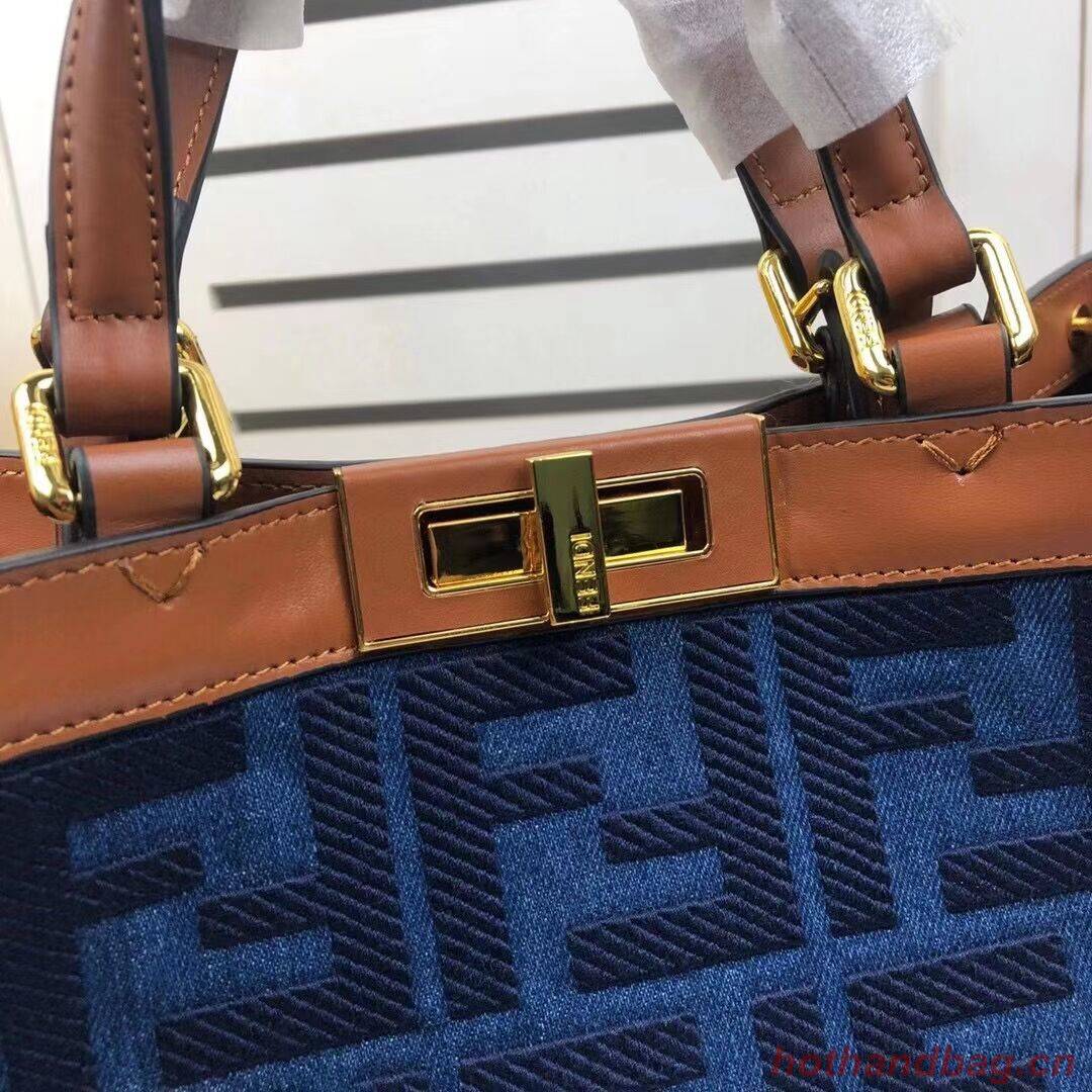 FENDI PEEKABOO X-TOTE canvas bag 8BH374A brown&blue FENDI PEEKABOO X-TOTE canvas bag 8BH374A brown&blue
