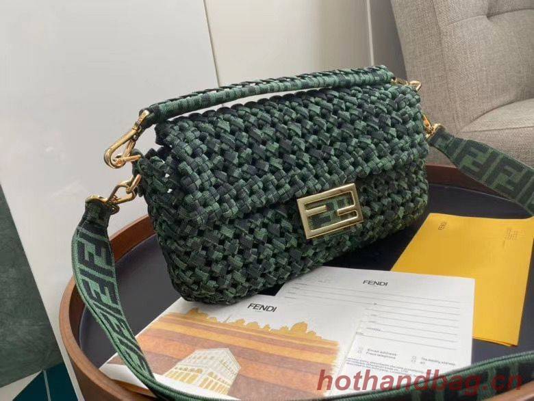 FENDI Baguette Shoulder Bag F0388 Green FENDI Baguette Shoulder Bag F0388 Green
