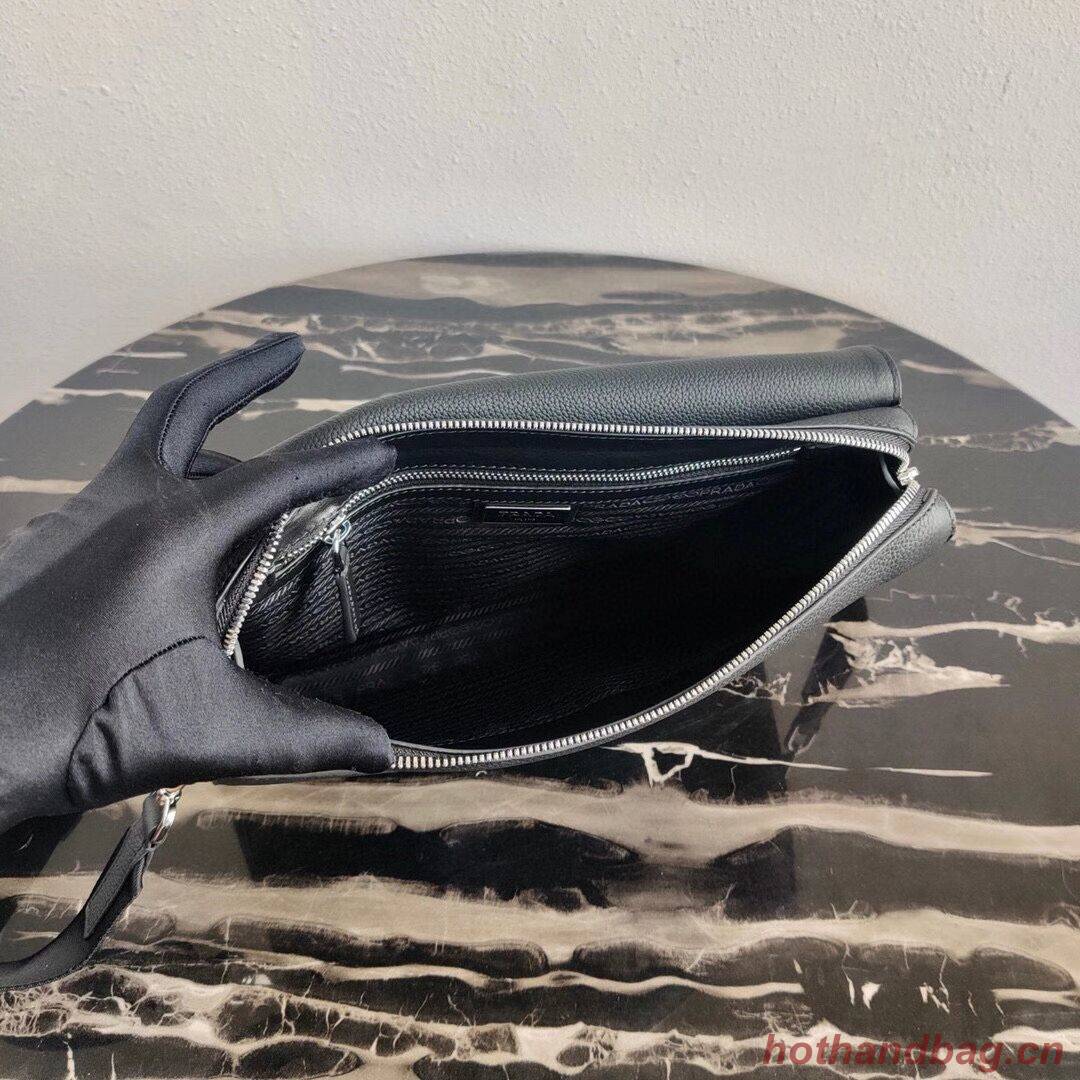 Prada leather shoulder bag 2VD012 black Prada leather shoulder bag 2VD012 black